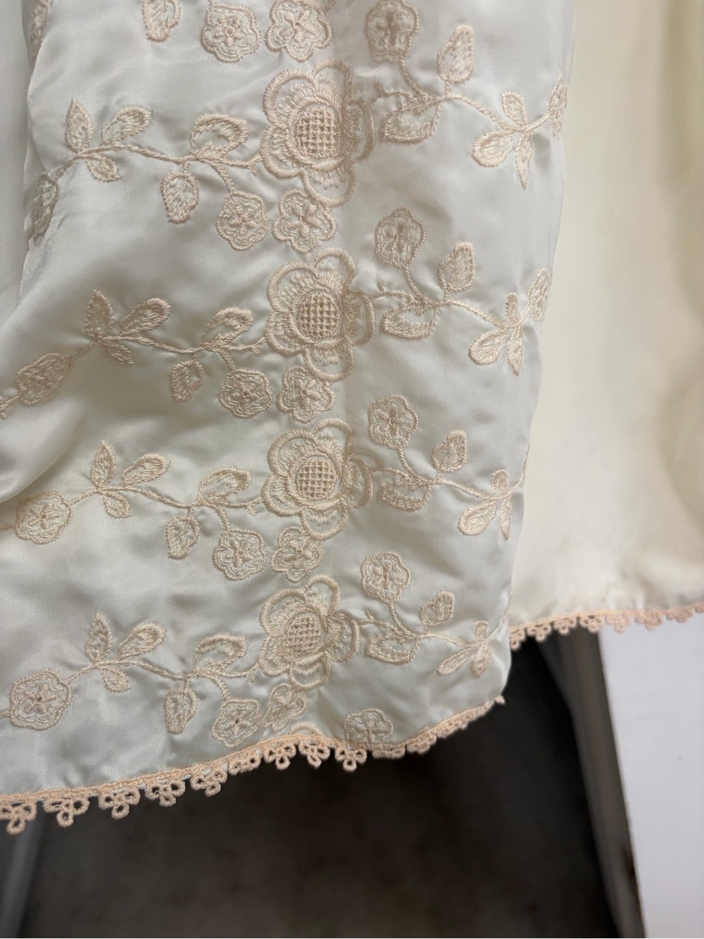 Embroidered Cream Floral vintage silk slip dress! The most gorgeous details.